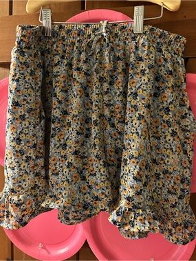 Floral Ruffle Shorts in Blue and Pink